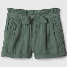 GAP Girls Green Cotton Textured Shorts-image-32