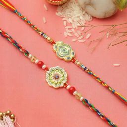 Aapno Rajasthan Floral Multicolored Set of 2 Rakhi-6