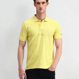 Arrow Sport Yellow Cotton Regular Fit Texture Polo T-Shirt-picture-2