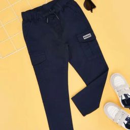 Pantaloons Junior Boys Estate Blue Cotton Solid Trousers & Pants-image-81