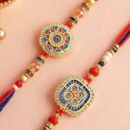 Aapno Rajasthan Geometric Patterned Floral Rakhi Set of 2-image-39