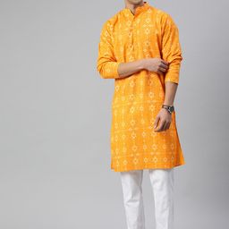 Majestic Man Men Ethnic Motifs Printed Mandarin Collar Pure Cotton Kurta-image-83