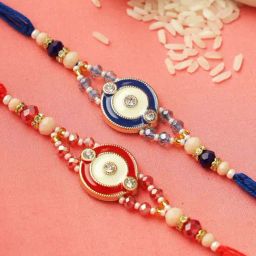 Aapno Rajasthan Red and Blue Radiance Rakhi Set of 2-image-77