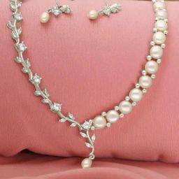 Sri Jagdamba Pearls Pink The Classic Princess Pearl Necklace & Earring Set-image-47