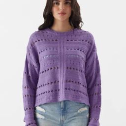 The Souled Store Lavender Self Design Oversized Sweater-picture-12