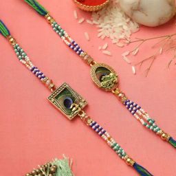Aapno Rajasthan Peacock Eye with Krisha Shiva Rakhi Set of 2-image-98