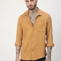 VASTRADO Core Fashion Bronze Regular Fit Jacquard Shirt-image-34