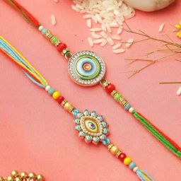 Aapno Rajasthan Stone Work Enameled Set of 2 Rakhi-image-75