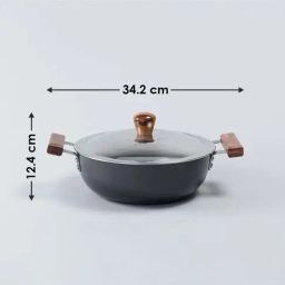 Wonderchef Ebony Hard Anodized Deep Kadhai with Lid image 3