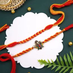 Aapno Rajasthan Red & Yellow Braided Set of 2 Rakhi-image-68