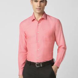 Peter England Pink Regular Fit Texture Shirt-image-80
