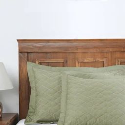 Maspar Quilted Green Cotton Standard Pillow Sham Set-image-55