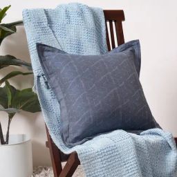 Maspar Textured Blue 300 Cotton Medium Cushion Cover-image-70