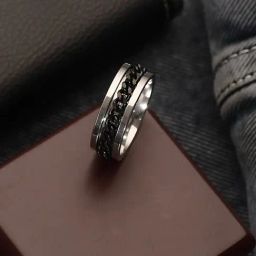 Aatmana Black Jared Chain Stainless Steel Casual Ring-image-60