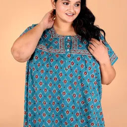 JAIPZZ APPARELS Women Pure Cotton Printed Maxi Nightdress-image-29