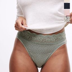 Marks & Spencer Women Pack Of 5 Printed High-Rise Lace Briefs T615184LDUSTY GREEN-picture-19