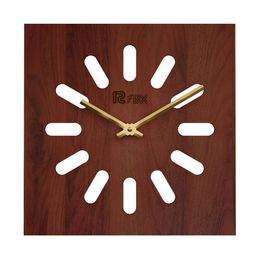 12 fox Coffee Brown Wooden Analogue Wall Clock-image-74