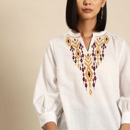 all about you Embroidered Pure Cotton Top-image-39