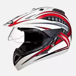 Studds N2 White Xtra Large (600 mm) Off Road-Full Face Helmet, Motocross D2 Decor With Visor-image-92