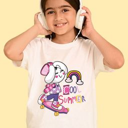 NUSYL Girls Graphic Printed Round Neck Cotton Oversized T-shirt-image-46