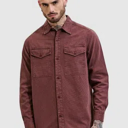 Snitch Men Relaxed Boxy Fit Spread Collar Solid Cotton Casual Shirt-image-28
