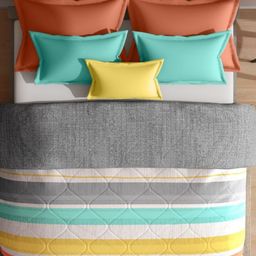 wakefit Peach & Grey Striped 220 GSM AC Room Cotton Double Bed Comforter-image-24