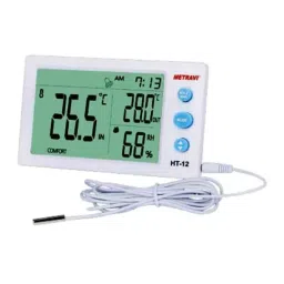 Metravi Temperature and Humidity Meter with External Probe ±5% White, HT-12-48