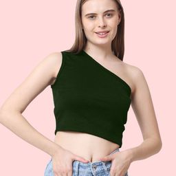 CareDone One Shoulder Crop Top-image-41