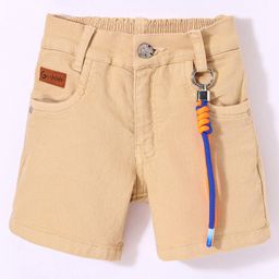 Little Kangaroos Above Knee Length Solid Denim Shorts - Fawn-picture-47