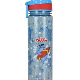Smily Kiddos Straight Water Bottle With Flip Top Nozzle Shark Theme Blue - 680 ml-image-2