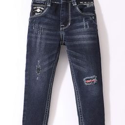 RUFF Woven Full Length Distressed Denim Jeans - Raw Blue-image-26