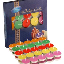 Parkash Unscented Multi Colour Tea Light Candles - Set of 50-16