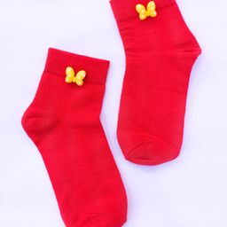 Tipy Tipy Tap  Bow  Embellished Socks - Red-26
