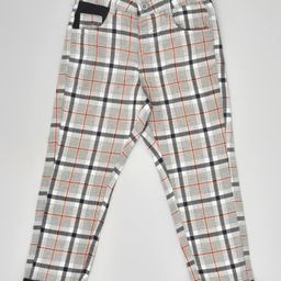 YOUMAA Cotton  Checked Chino Trousers - Orange-image-97