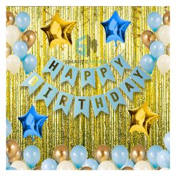 Bubble Trouble Happy Birthday Blue Banner Decorations Kit with Star foil Balloon 51 Pcs Combo Set for Baby First Bday, Girlfriend Birthday, Best Surprise Birthday Decoration for Wife Birthday Party-image-57
