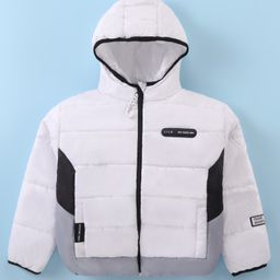 Little Kangaroos  Full Sleeves Hooded Padded Jacket - White-image-97