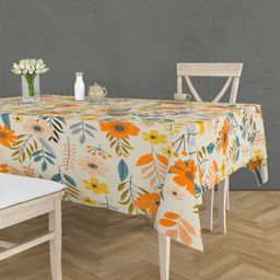 RRC Super Soft Brushed Microfiber Cotton 6 Seater Table Cover For Dinning Table - Cream-11