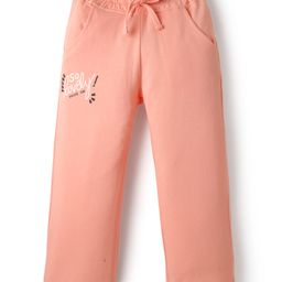 Olio Kids Cotton Knit Full Length Lounge Pant With Text Print - Pink-image-89