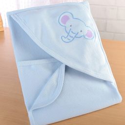 Simply Terry Knit Hooded Elephant Printed Towel & Wrapper L 80 x B 80 cm - Light Blue-image-33