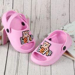 SHOES FOR JUNIORS Teddy Bear Applique Detailed With Sling Back Clogs - Pink-image-83