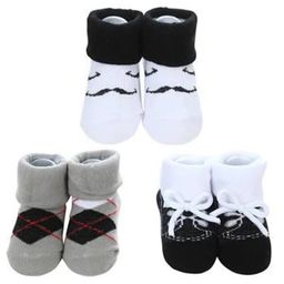 Babymoon Cotton Pack Of 3 Bow Applique Detailed & Moustache Designed Anti Skid Socks - Black-image-70