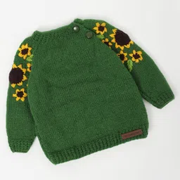 The Original Knit Knit Full Sleeves Sunflower Embroidered Sweater - Green-picture-24