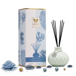 Iris Celeste Reed Diffuser With Ceramic Pot, 6N Reed Sticks and 200 ml Diffuser Oil - Fragrance Coral Blue image 2