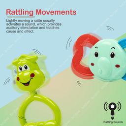 Fantasy India Musical Sound Rattle Teether for New Born Infant Babies With Smooth Edges Pack Of 5 (Color And Print May Vary) image 4