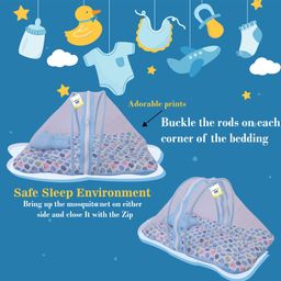 Toddylon Baby Bedding Set Mattress with Mosquito Net & Sleeping Bag - Blue image 5