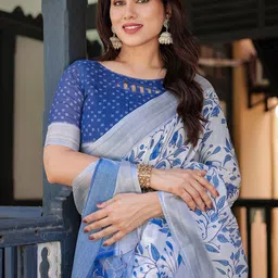 Mitera Floral Printed Zari Kota Saree-image-30