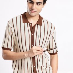 Aeropostale Men Pure Cotton Striped Knitted Regular Fit Shirt-image-37