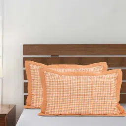 Maspar Orange Cotton 115 TC Pillow Shams - Set of 2-35