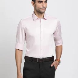 Turtle Light Pink Cotton Stretch Slim Fit Shirt-image-43