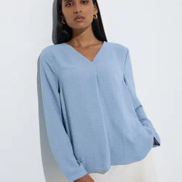 Wardrobe by Westside Blue Crinkle-Textured Blouse-picture-23